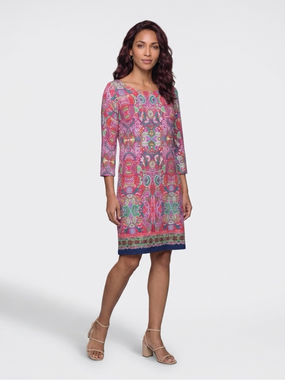 Laundry By Shelli Segal Pink Multi-Print Midi Dress